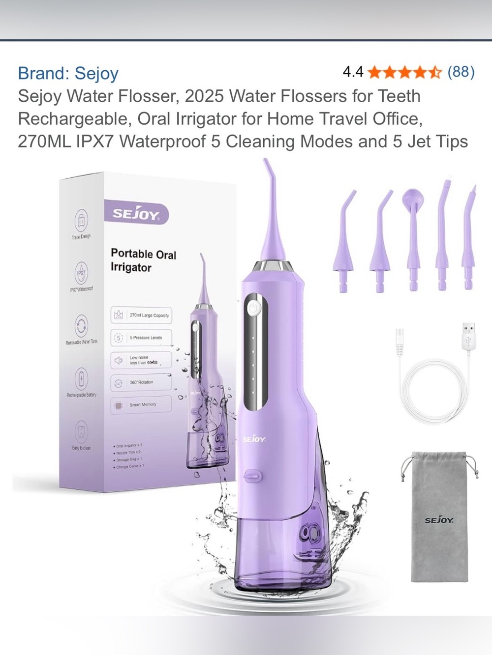 Portable Oral Irrigator Water Flosser NWOT